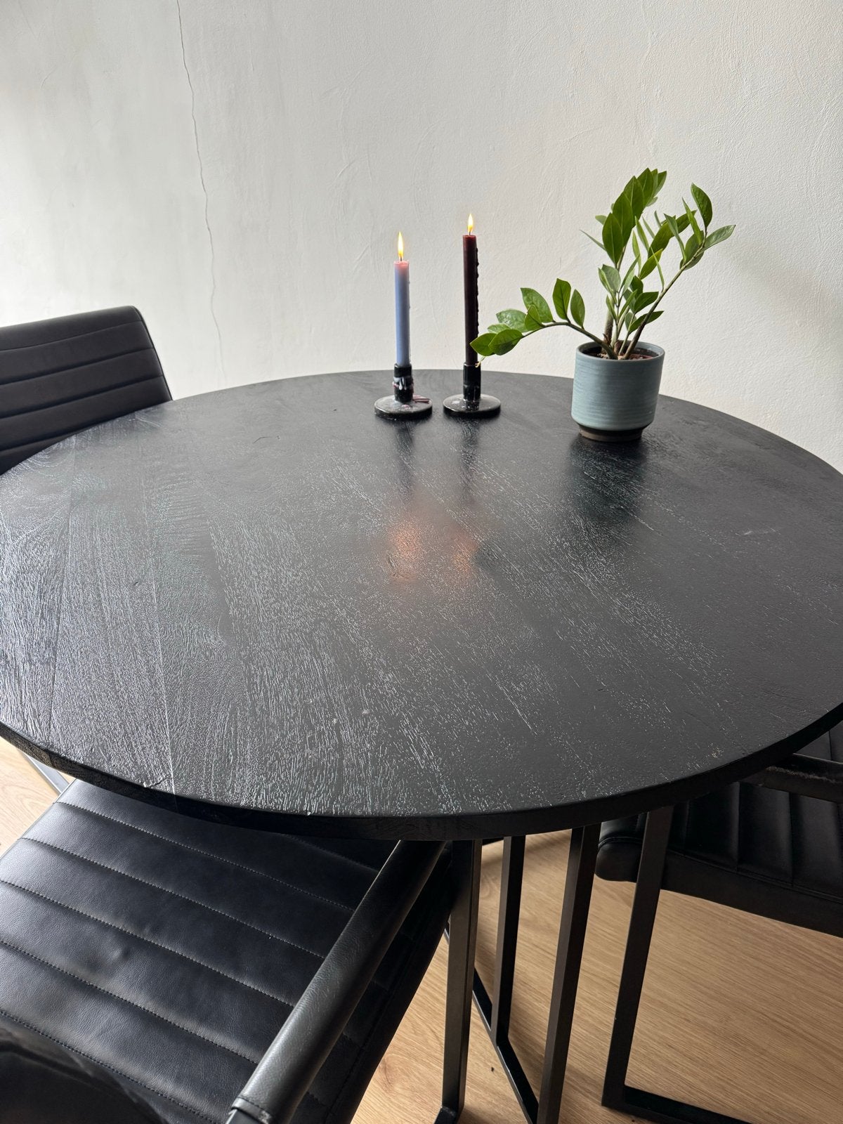 Westwing luca ronde eettafel van mangohout, Ophalen, Gebruikt, 100 tot 150 cm, Rond