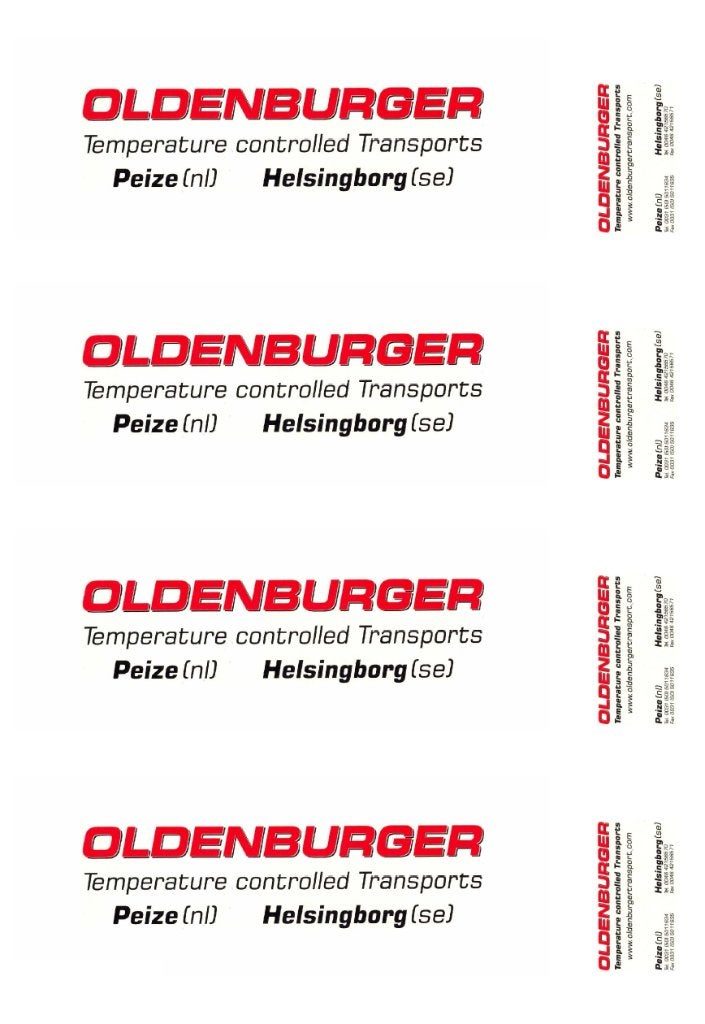 Vrachtauto decal 1:50 Oldenburger Peize ( combi ) type 1, Hobby en Vrije tijd, Verzenden, Nieuw, Bus of Vrachtwagen, Overige merken