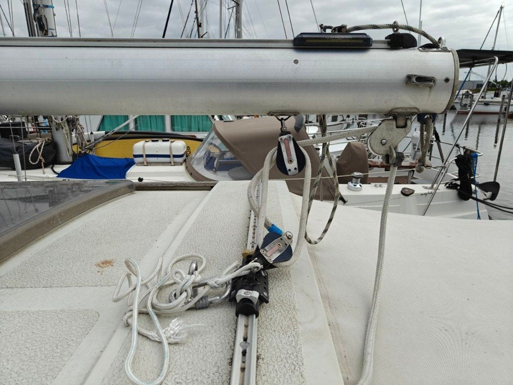 bamar rolgrootzeil systeem met giek en grootzeil, Watersport en Boten, Zeilen en Zeiltoebehoren, Ophalen, 6 meter of meer, Gebruikt
