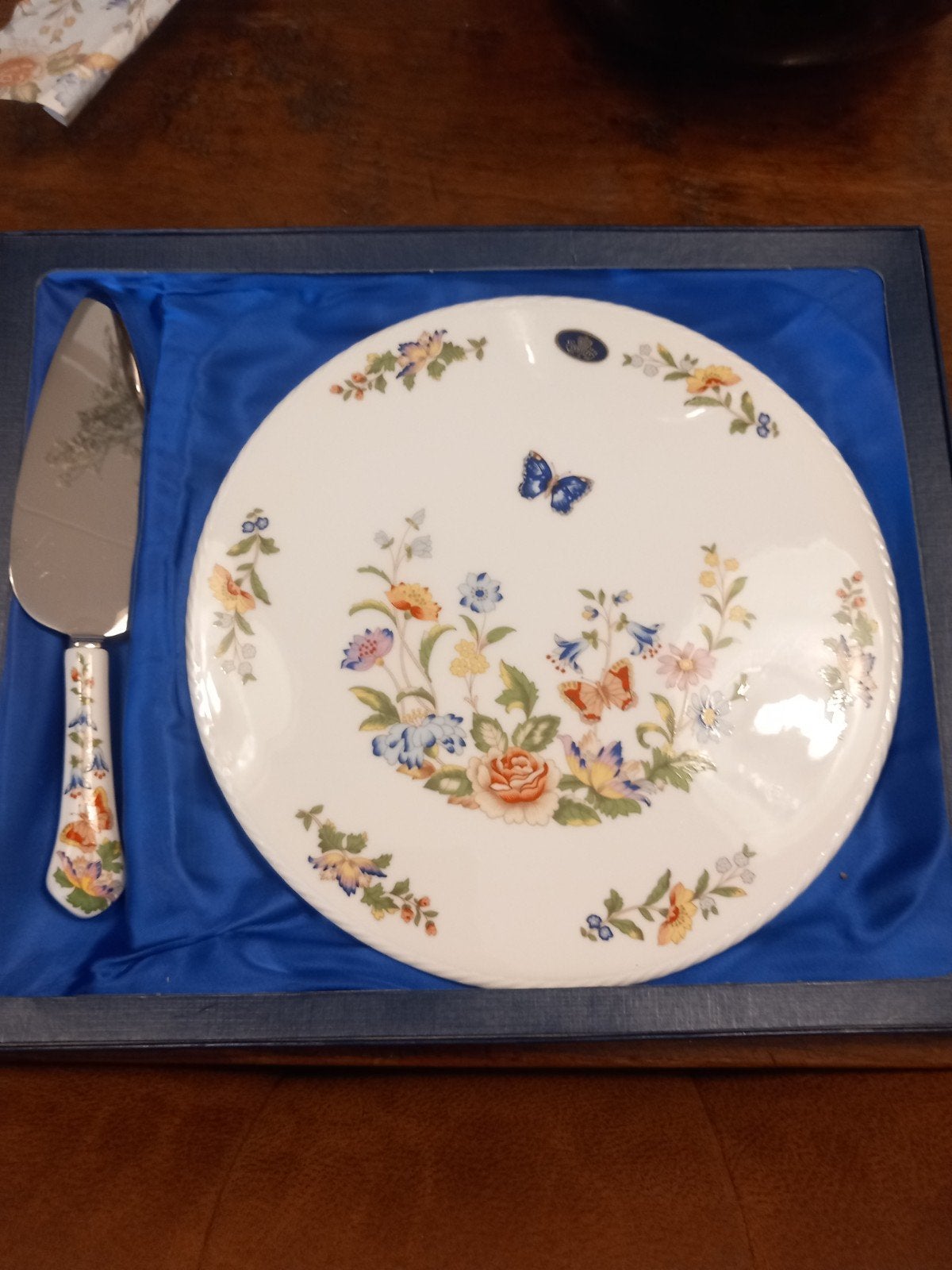 Aynsley Cottage Garden taartplateau met schep, Overige merken, Klassiek, Overige typen, Ophalen of Verzenden
