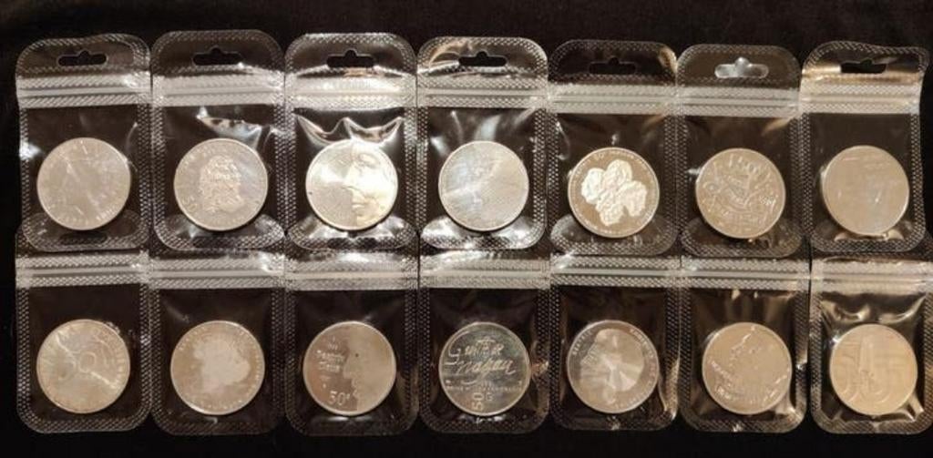 50 gulden munten 92,5% zilver 14 stuks, Ophalen of Verzenden, Koningin Beatrix, 50 gulden, Zilver