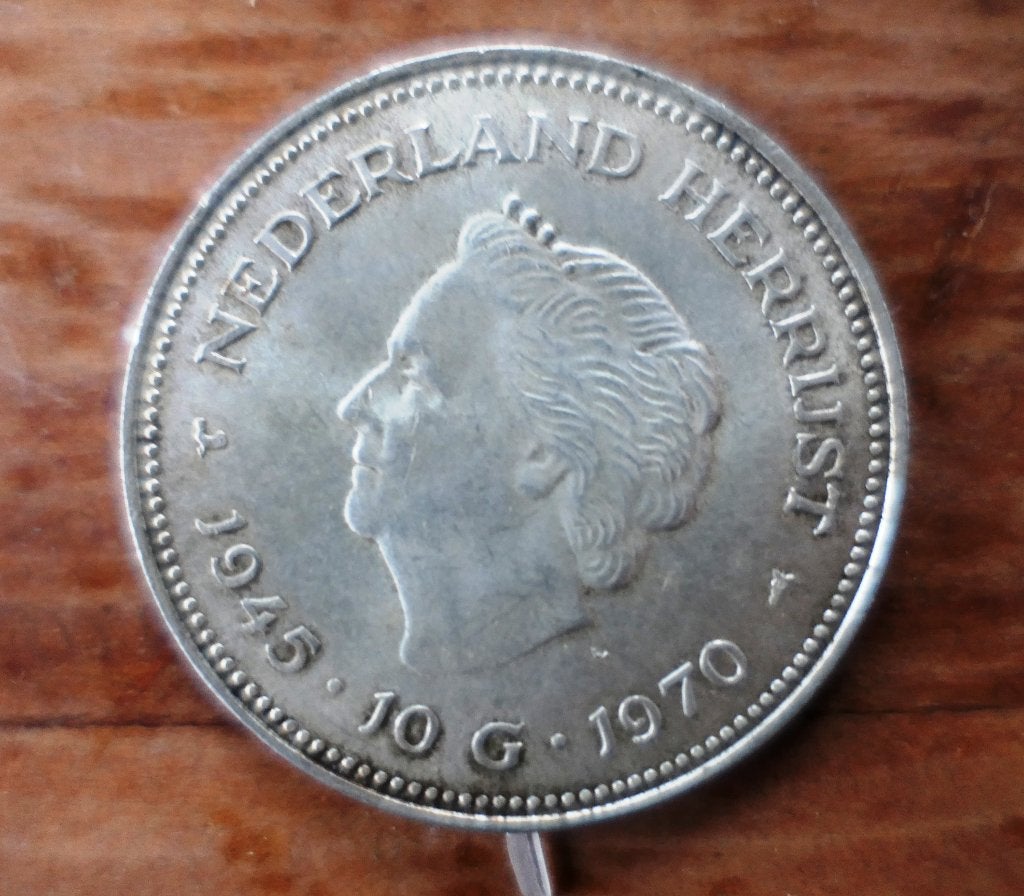 Zilveren Tientje 1970 – 10 Gulden "Nederland Herrijst", Zilver, Ophalen of Verzenden, Koningin Wilhelmina, Losse munt