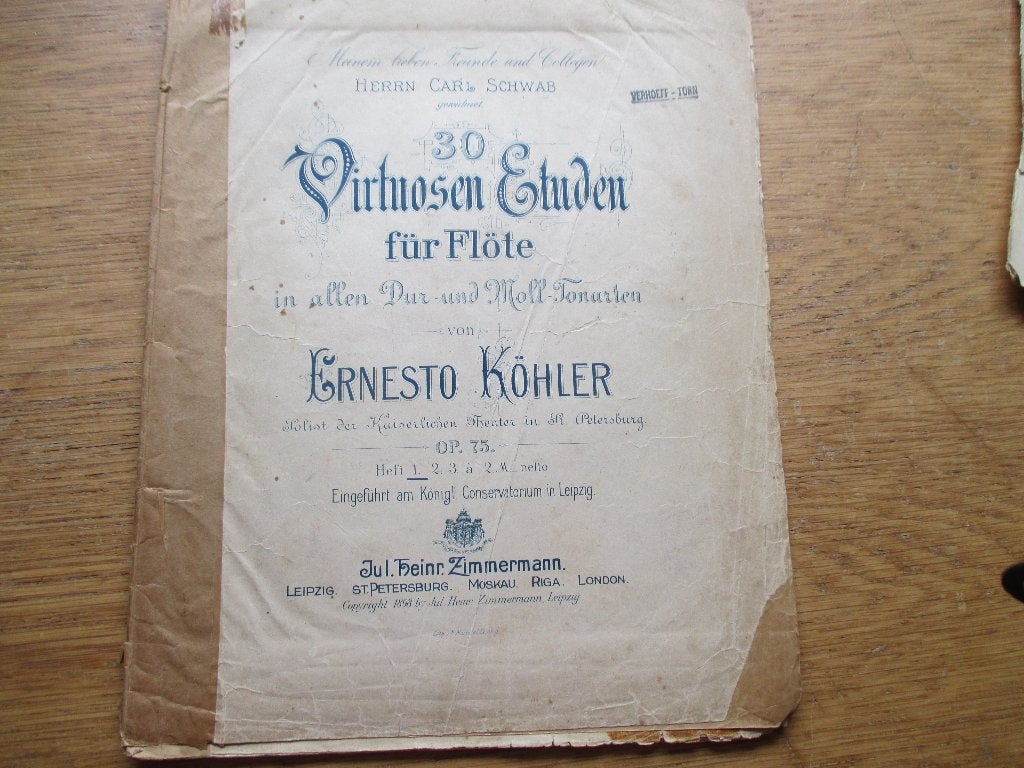 ERNESTO KÖHLER - 10 ETUDEN VOOR DWARSFLUIT, Muziek en Instrumenten, Gebruikt, Klassiek, Les of Cursus, Dwarsfluit of Piccolo