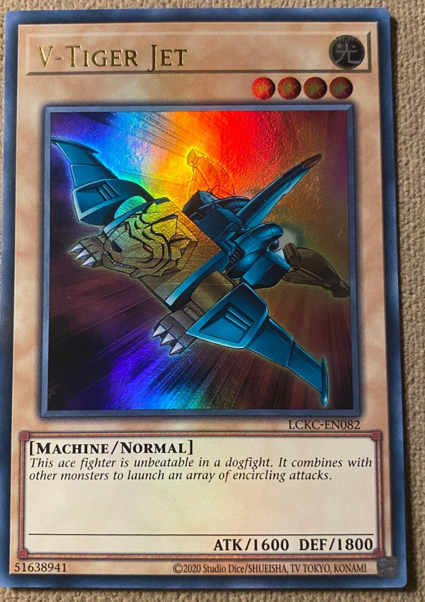 Yu-Gi-Oh! V-Tiger Jet LCKC Print !, Ophalen of Verzenden, Zo goed als nieuw, Losse kaart, Foil