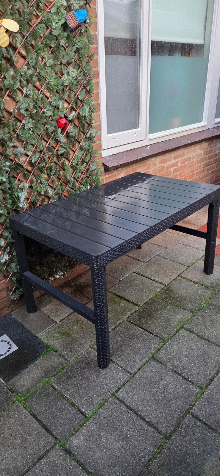 Keter verstelbare tuintafel Lyon - donkergrijs, Tuin en Terras, Ophalen, Gebruikt, Rechthoekig, Kunststof