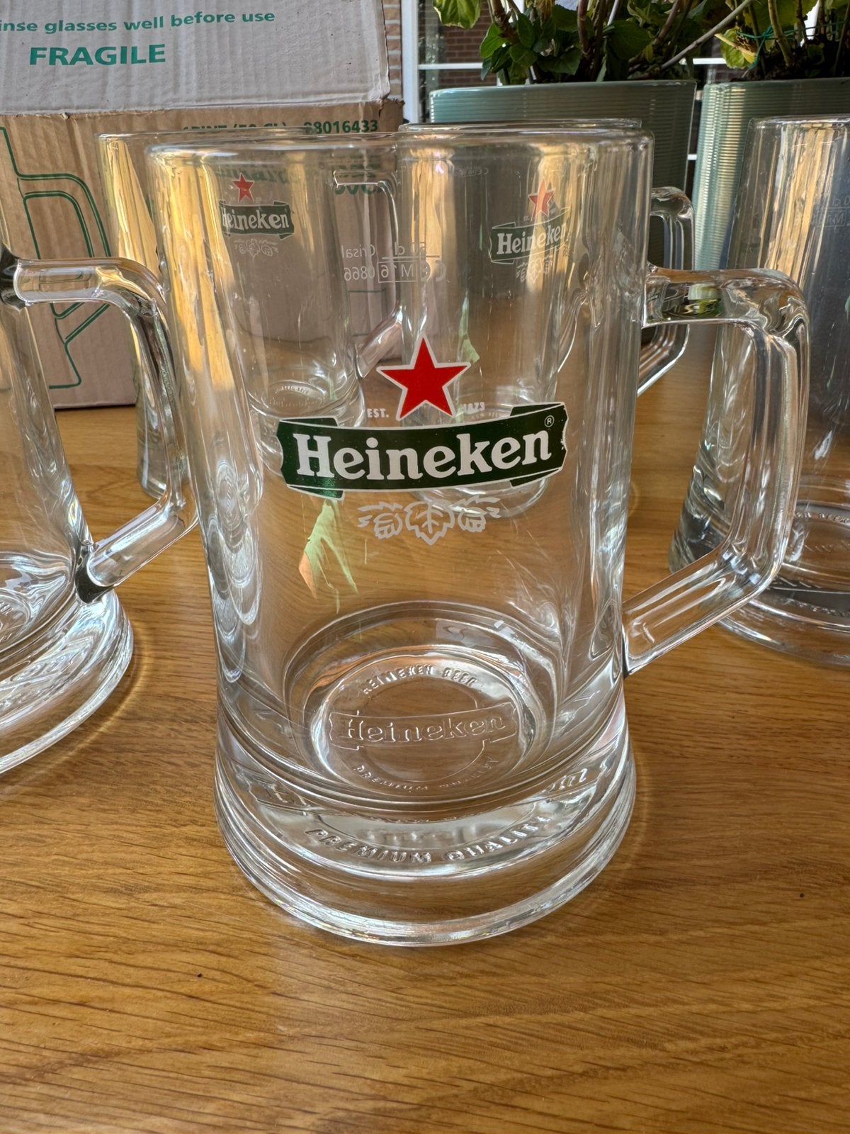 6 x Heineken brierpul bierglazen nieuw in doos, Ophalen of Verzenden, Zo goed als nieuw, Bierglas