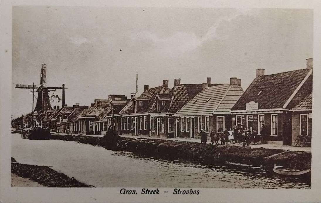 Stroobos - Groninger Streek met Molen (1930), Ophalen of Verzenden, 1920 tot 1940, Gelopen, Groningen