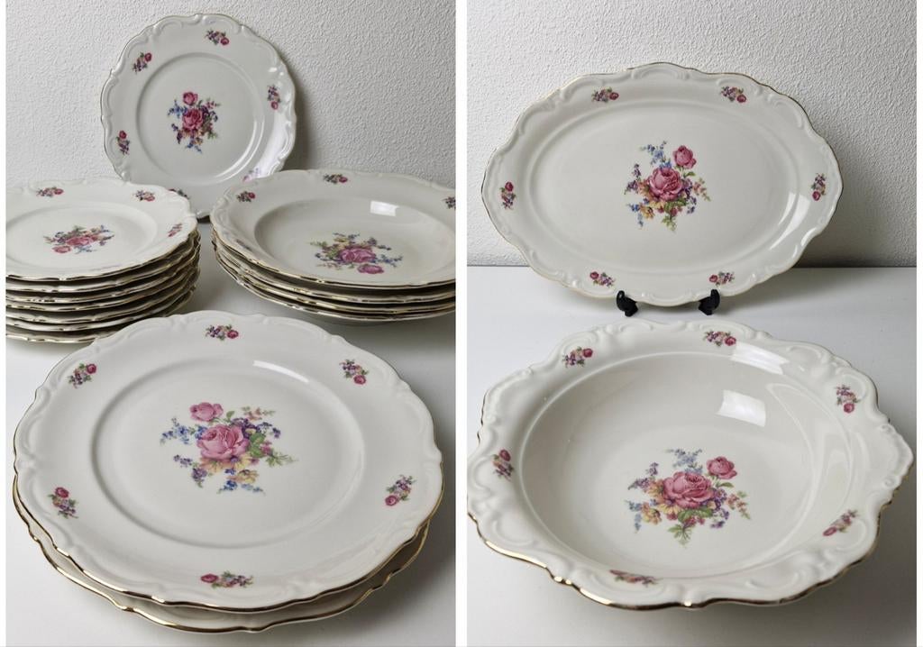 Vintage Bavaria servies met rozenmotief, Ophalen of Verzenden