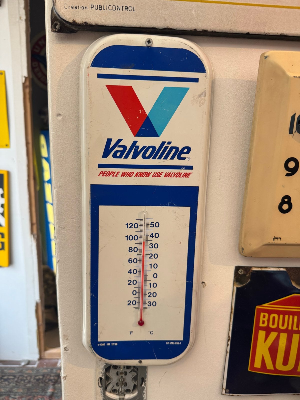 Vintage Valvoline Thermometer -, Reclamebord, Gebruikt, ., Ophalen of Verzenden