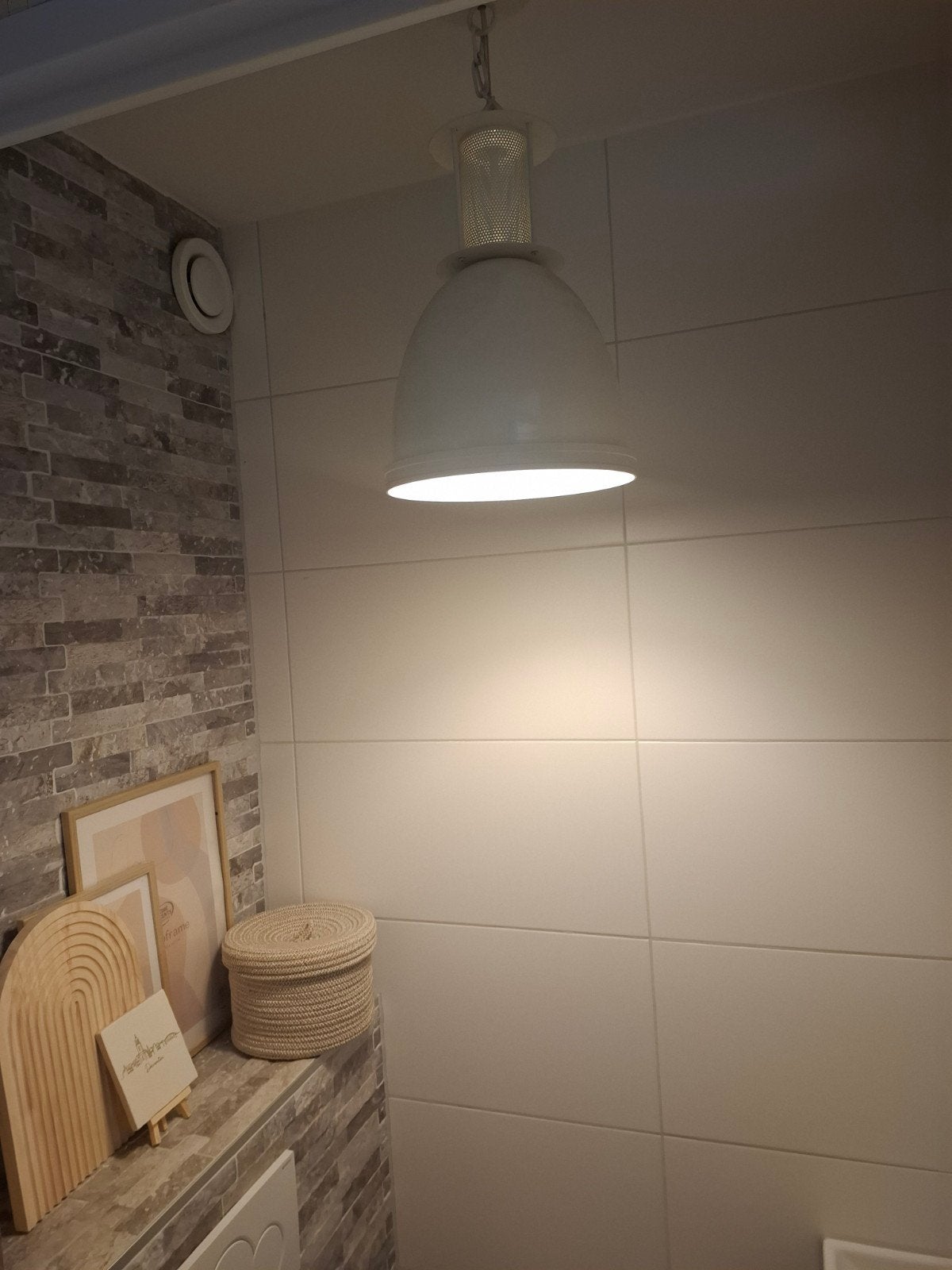 Mooie industriële lamp, wit!, Huis en Inrichting, Lampen | Hanglampen, Ophalen