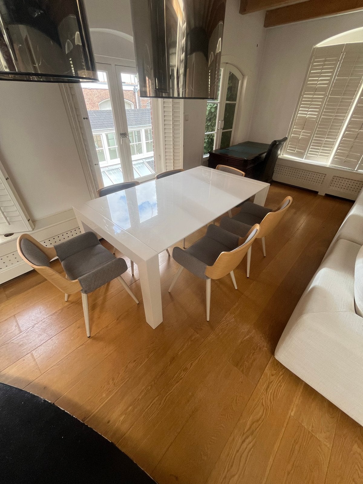 Uitschuifbare witte eettafel, Ophalen, Overige materialen, Gebruikt, 50 tot 100 cm