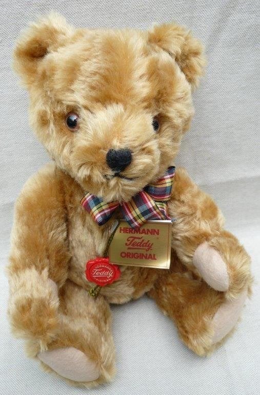 Hermann Rood Reggie mooie teddybeer met bromstem, Verzamelen, Ophalen of Verzenden, Zo goed als nieuw, Stoffen beer, Overige merken