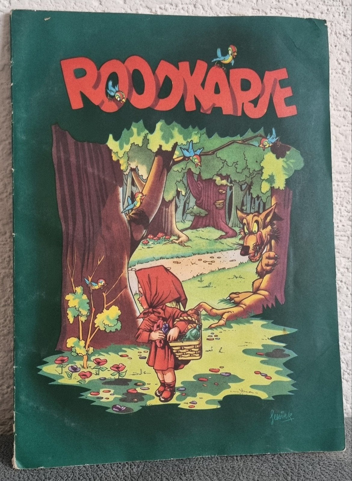 Roodkapje pop-up met plakplaatjes (vintage), Verzenden, Gelezen