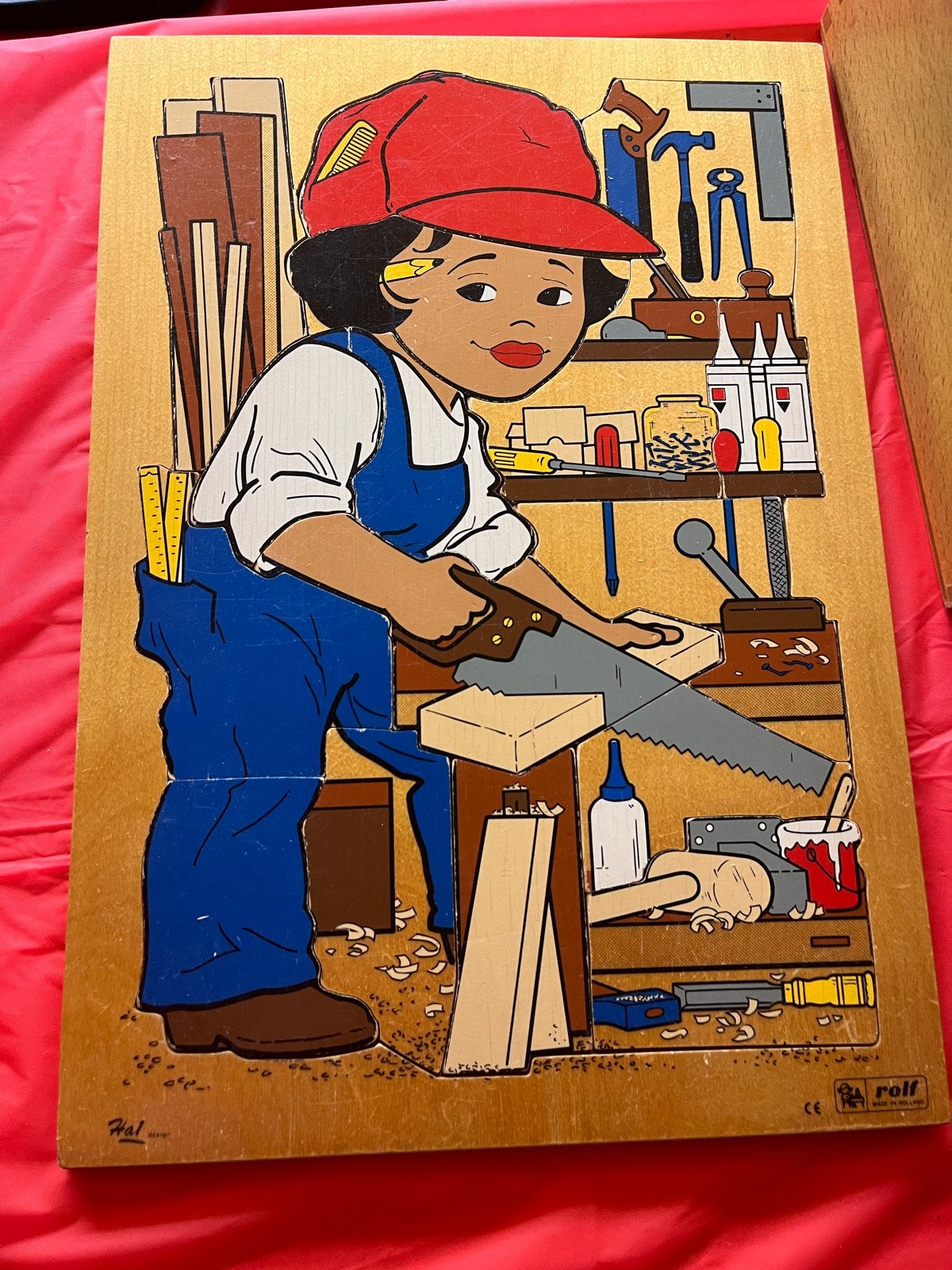 Houten puzzel 'De Timmerman' van Rolf, Kinderen en Baby's, Speelgoed | Kinderpuzzels, Ophalen, 2 tot 4 jaar, Gebruikt, Van hout