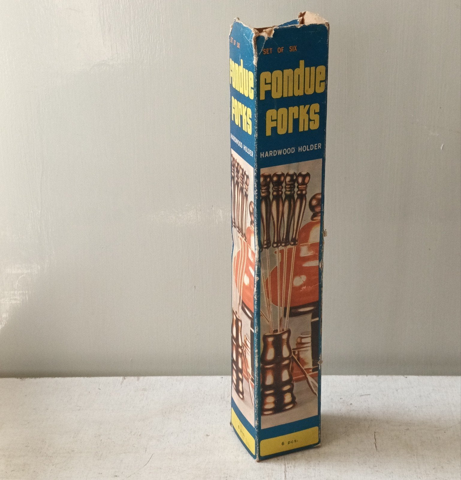 Vintage Fonduevorkjes Set - 6 Stuks met Houten Handvat, Ophalen of Verzenden, Gebruikt, Overige materialen, Bestekset
