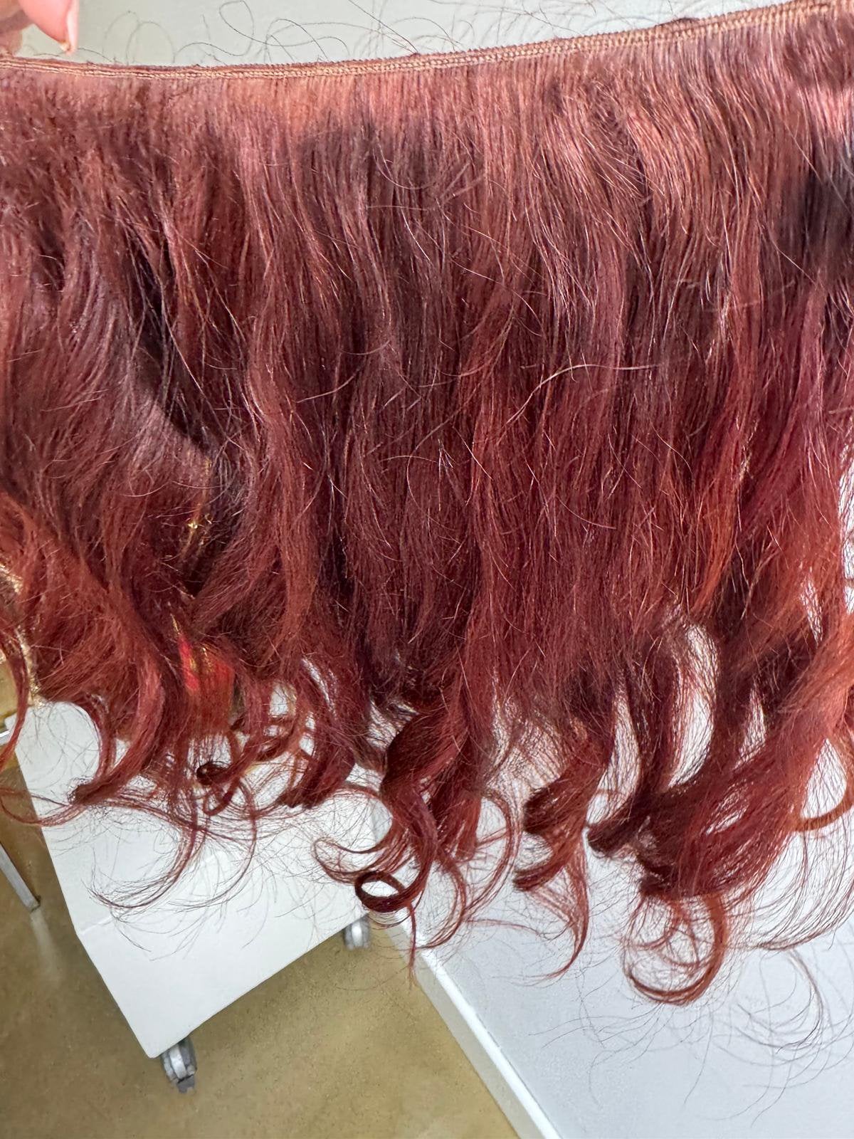 Roodbruine Krullende Haarverlenging - 100% Echt Haar, Ophalen of Verzenden, Nieuw, Pruik of Haarverlenging