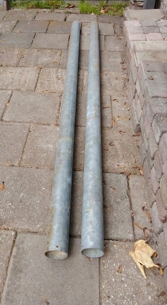 2 dikke gegalvaniseerde buizen 200,5 cm en 199 cm, Ophalen, Overige materialen, Gebruikt, 60 tot 80 mm