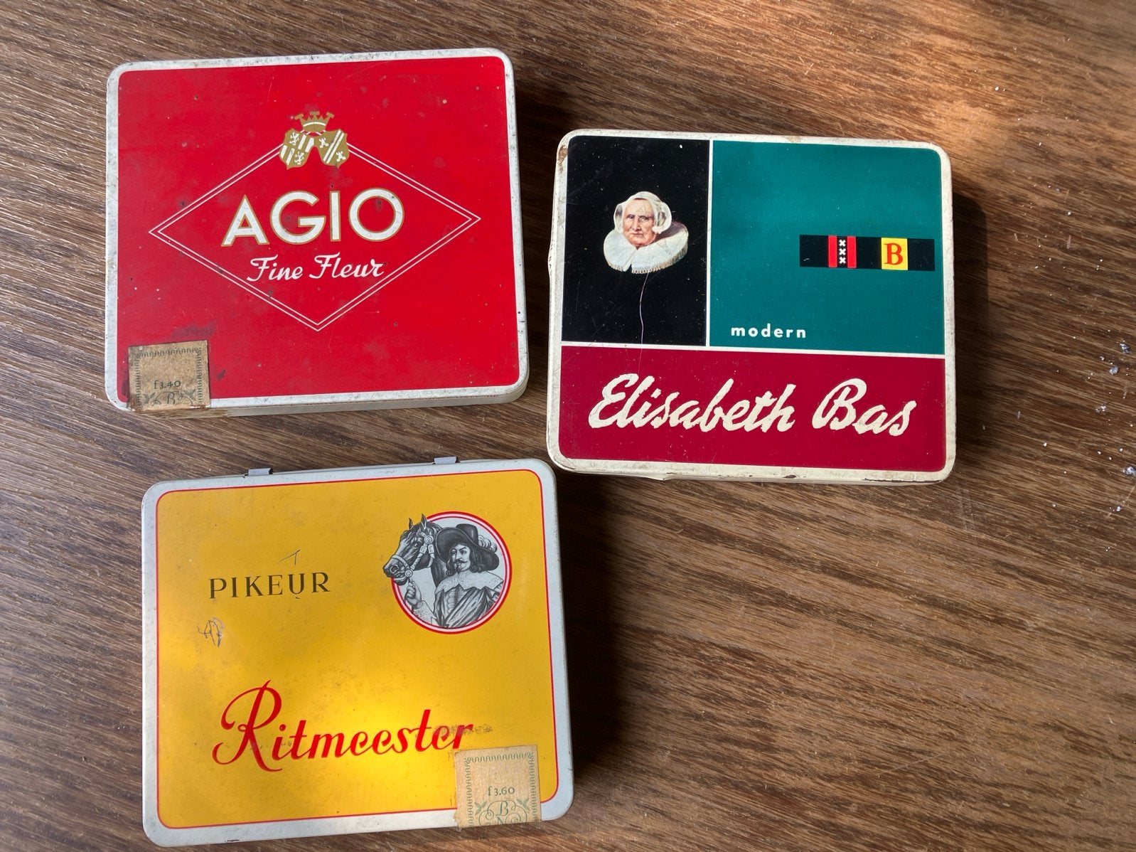 Set van 3 Vintage Sigarenblikjes - Ritmeester, Agio, Elisabe, Ophalen of Verzenden, Gebruikt, Overige, Overige merken