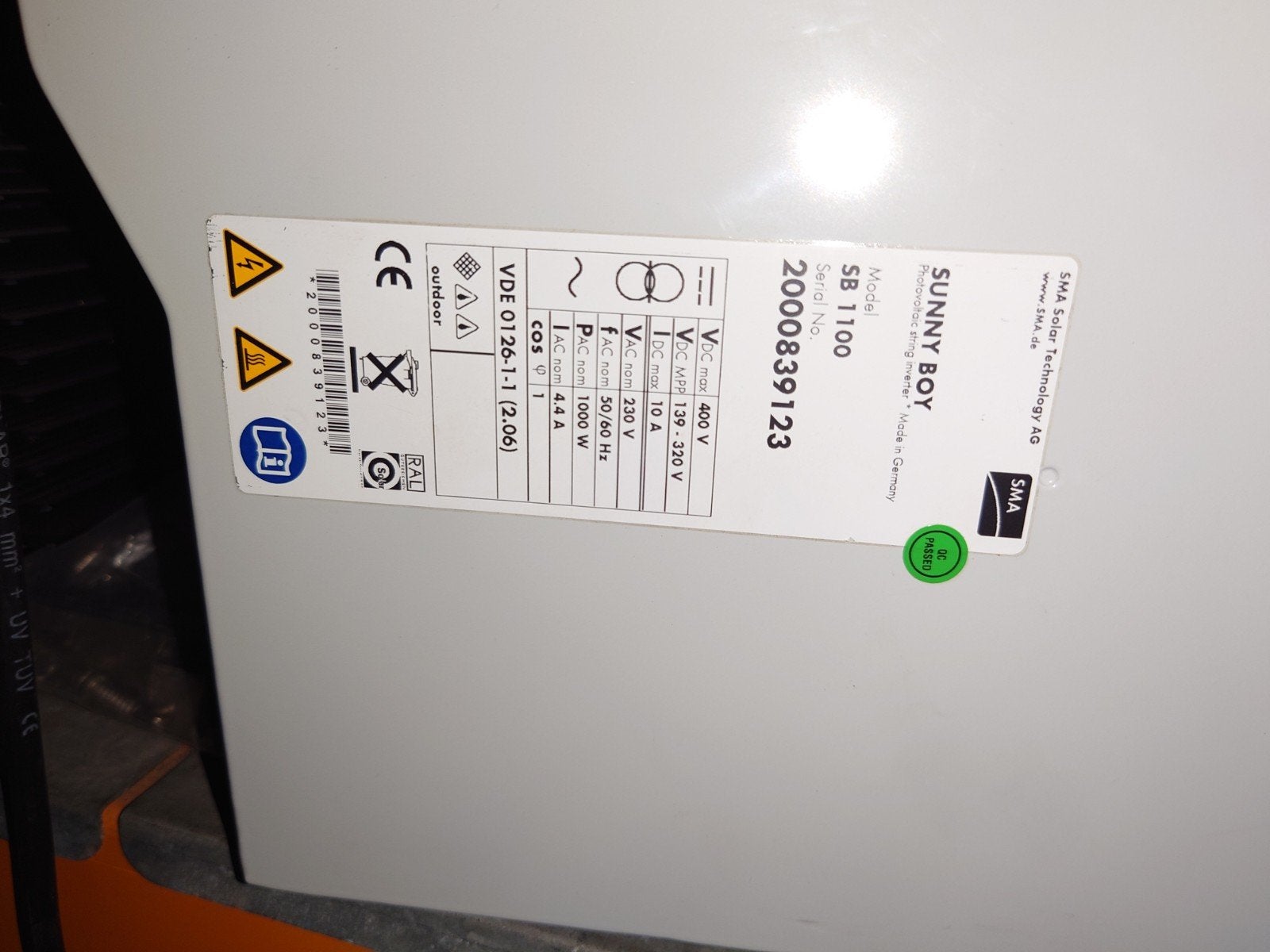 SMA Sunny Boy SB 1100 IBC solar omvormer zonnepanelen, Doe-het-zelf en Verbouw, Ophalen, Gebruikt, Overige typen