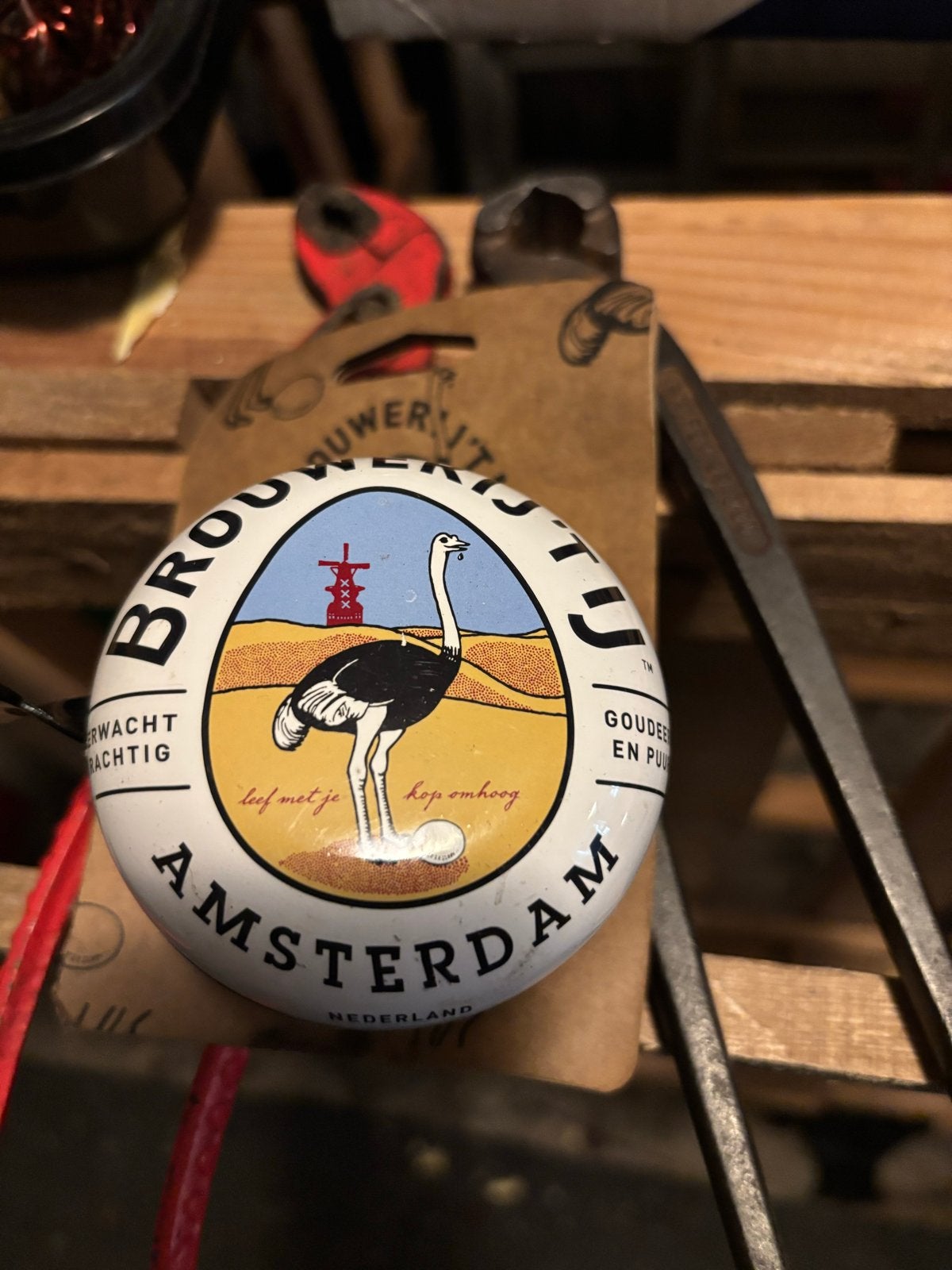 Nieuwe fietsbel Brouwerij 't IJ Amsterdam, Fietsen en Brommers, Ophalen of Verzenden, Nieuw