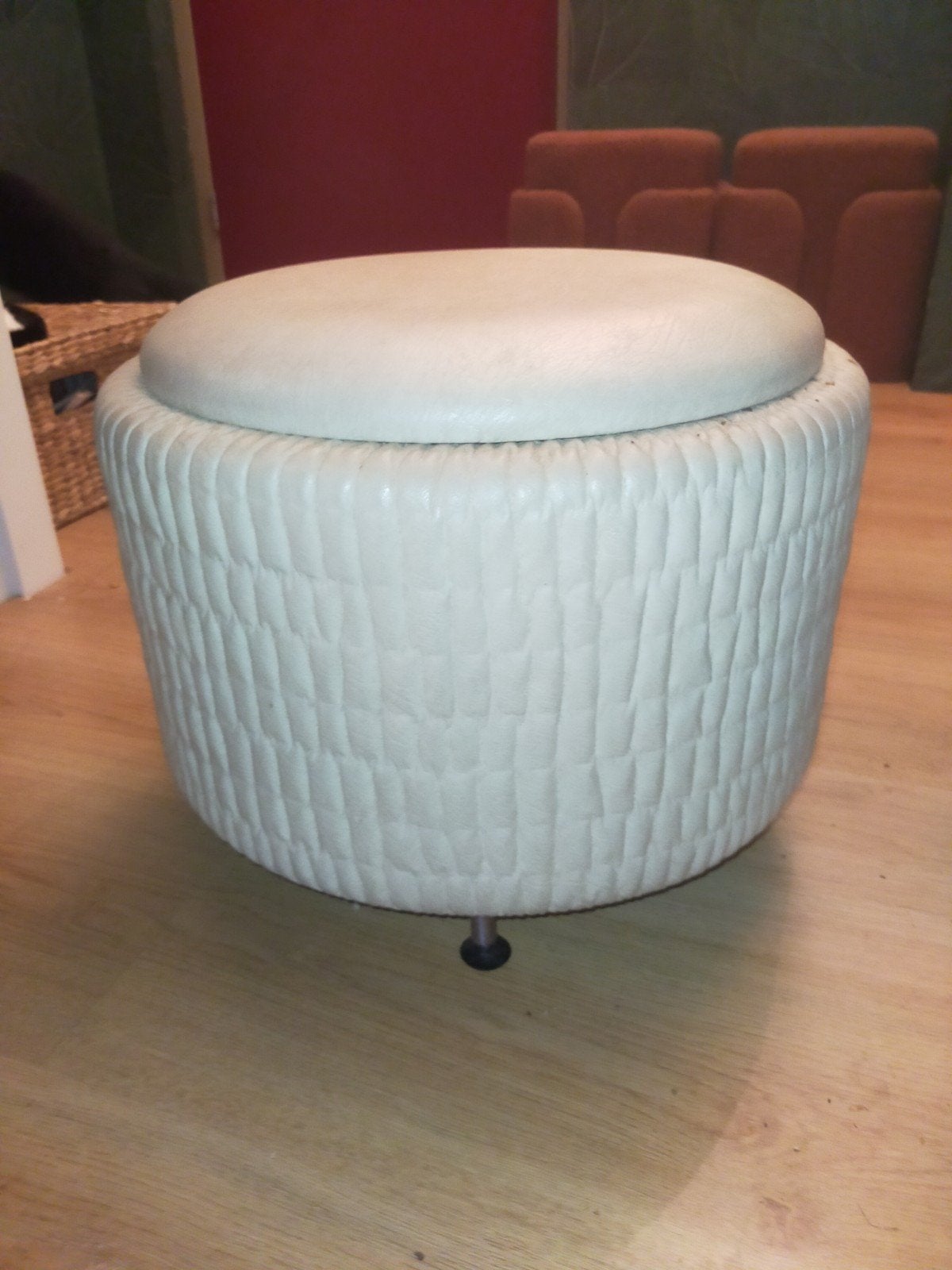 Ronde poef met opbergruimte, Huis en Inrichting, Minder dan 50 cm, Gebruikt, Modern, Bohemian, Rond