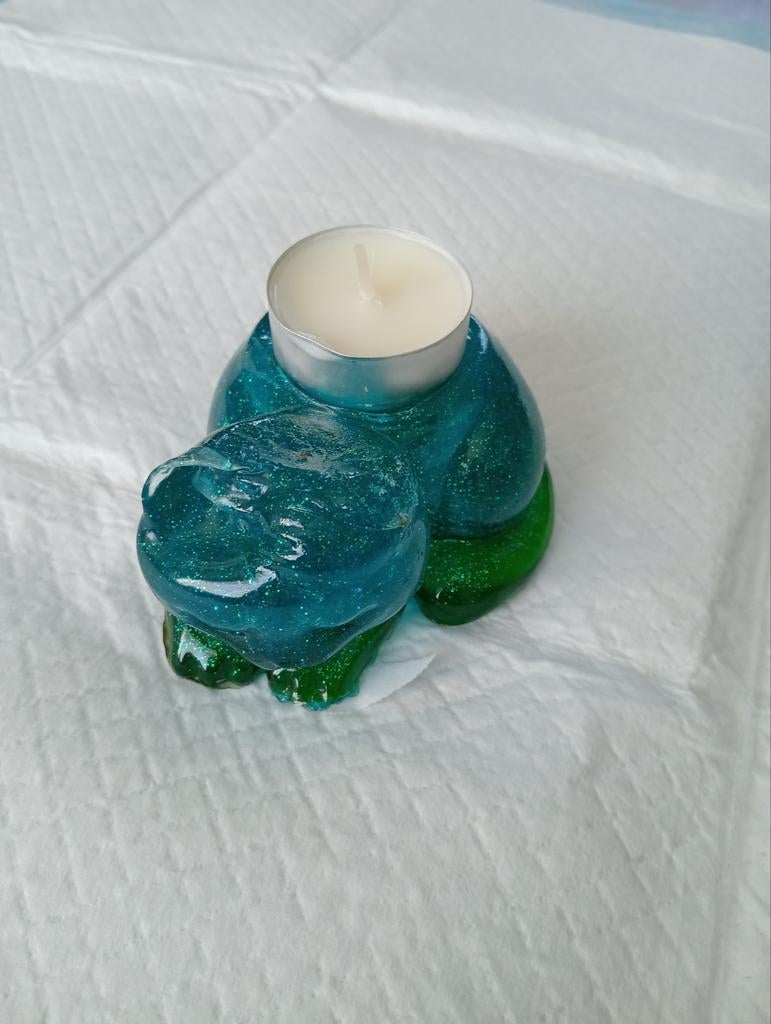 Waxinelichthouder van epoxy poes., Ophalen of Verzenden, Overige materialen, Minder dan 25 cm