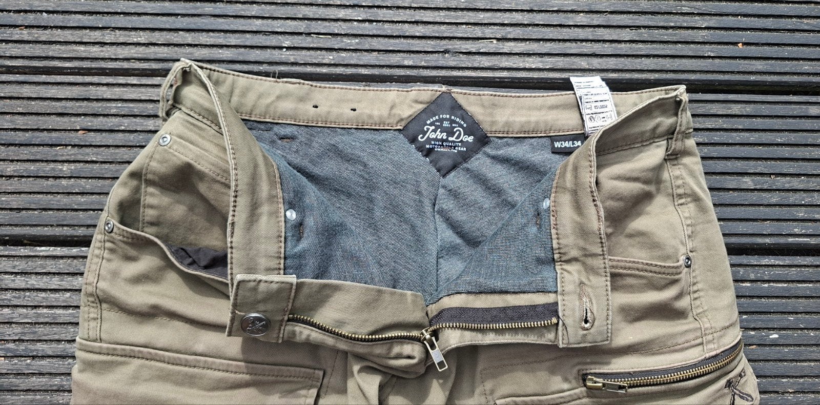 John Doe Cargo motorbroek mt 34/34 te kort gekocht, Ophalen of Verzenden, Tweedehands, Broek | textiel