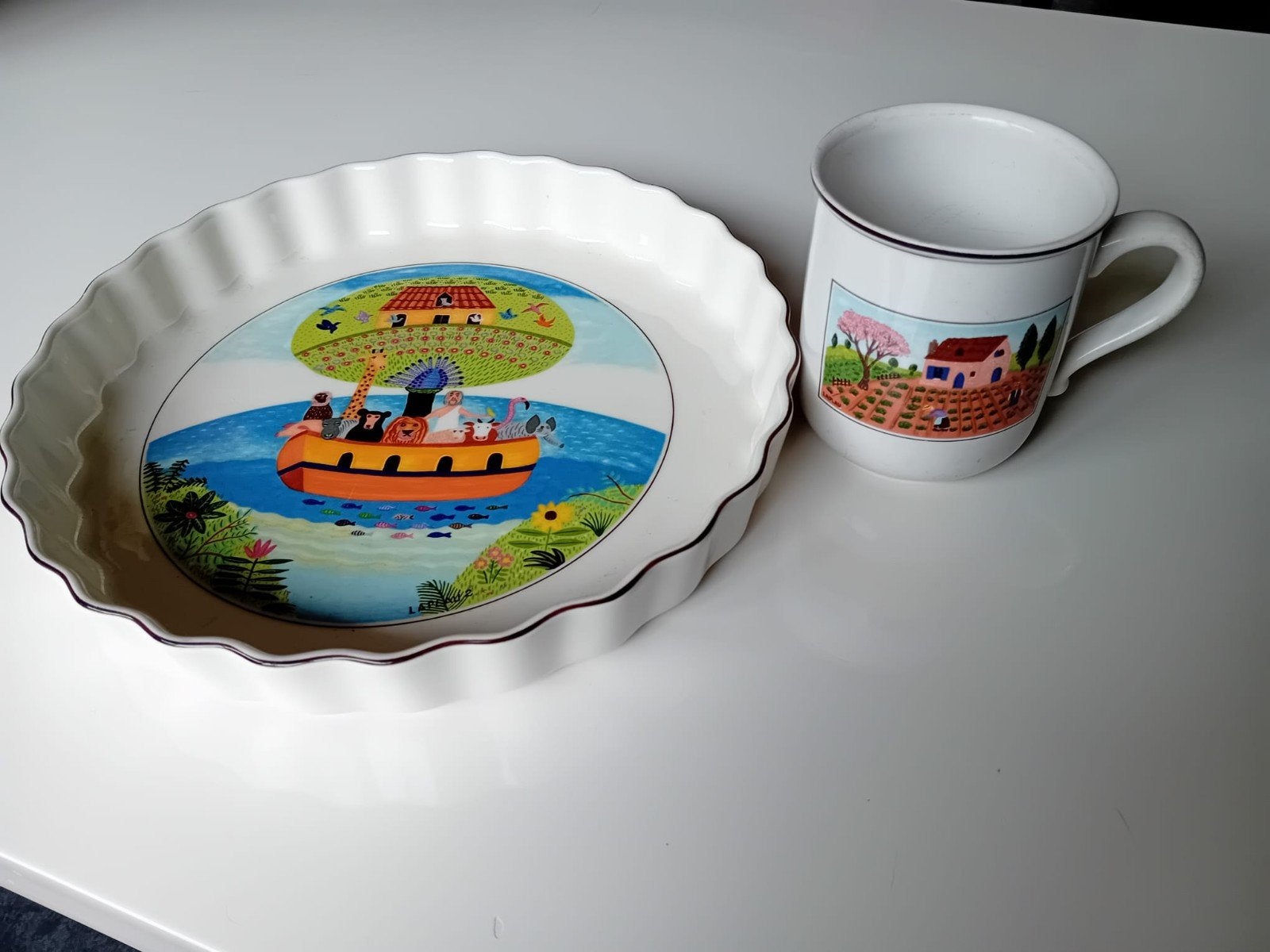 Villeroy & Boch NAIF Noah's Ark Quiche ovenschaal en beker, Nieuw, Ophalen of Verzenden, Schaal of Schalen, Overige stijlen