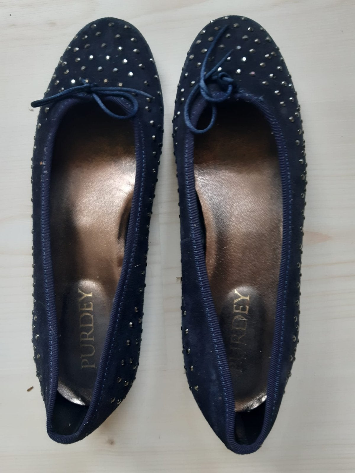 Purdey Ballerina's - Donkerblauw met studs - Italiaanse maat, Ophalen of Verzenden, Zo goed als nieuw, Blauw, Ballerina's