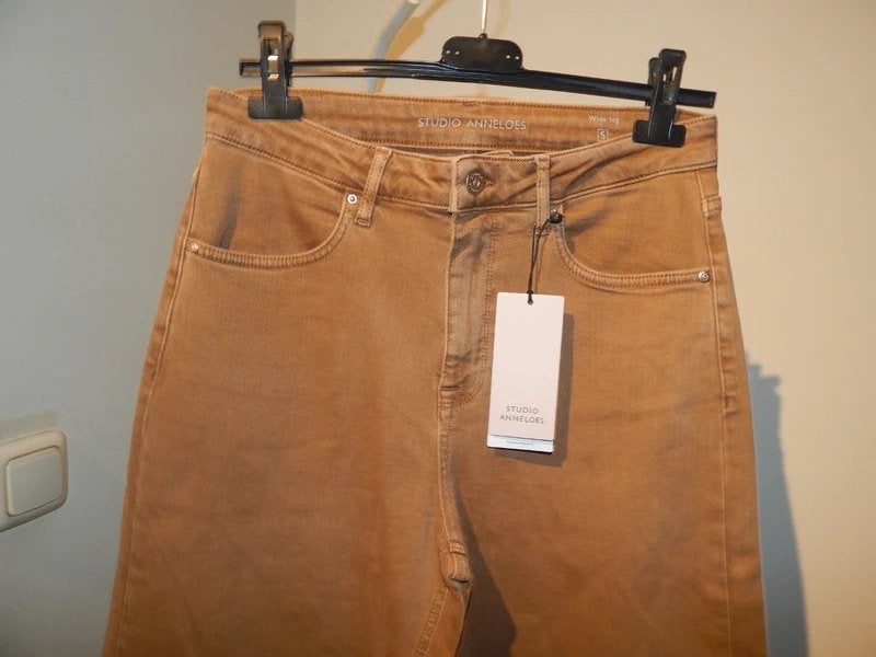 Studio Anneloes nieuwe broek camel bruin wide leg S/M, Studio Anneloes, Bruin, Verzenden, Nieuw