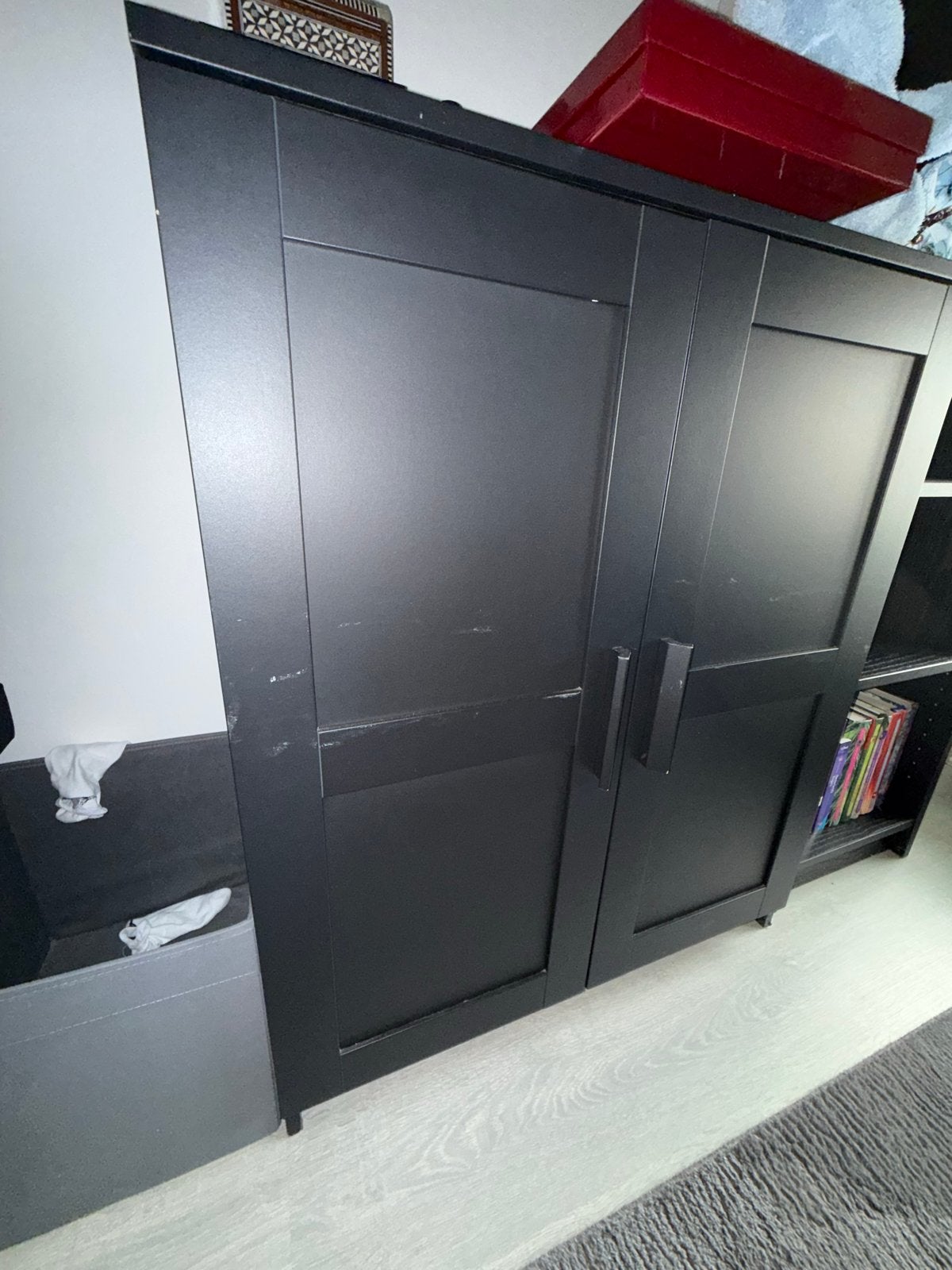 IKEA BRIMNES Kast met deuren, zwart, 78x95 cm, Ophalen of Verzenden, Gebruikt