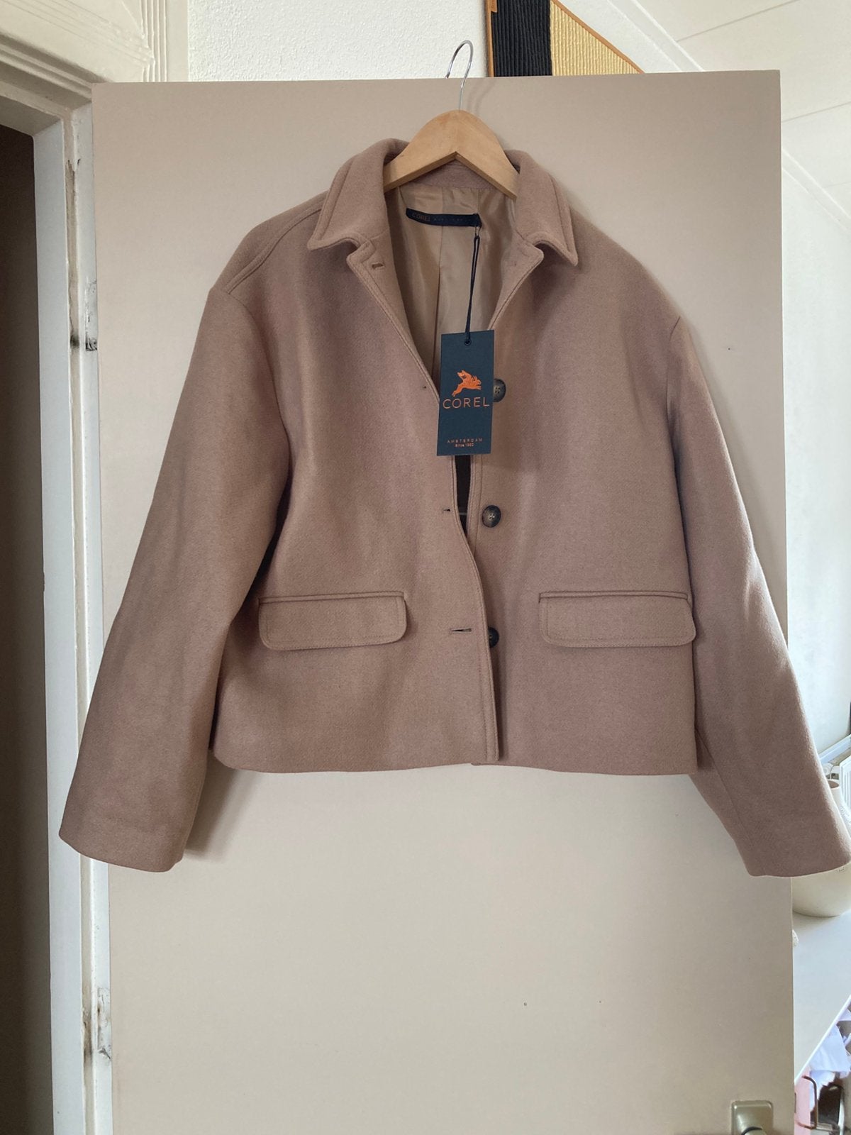 Corel Amsterdam Lina jacket wol maat M, Kleding | Dames, Maat 38/40 (M), Bruin, Nieuw, Ophalen of Verzenden