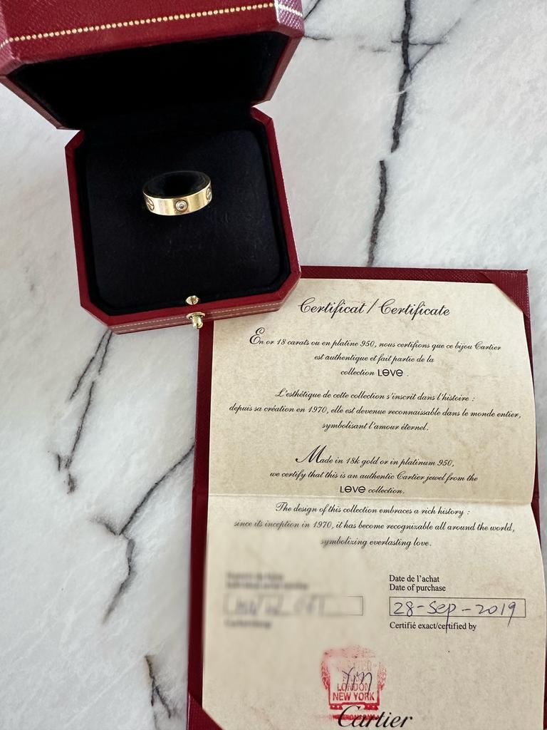 Cartier love ring 3 diamanten, Sieraden, Tassen en Uiterlijk, Ringen, Ophalen, Gebruikt, 17 tot 18, Dame