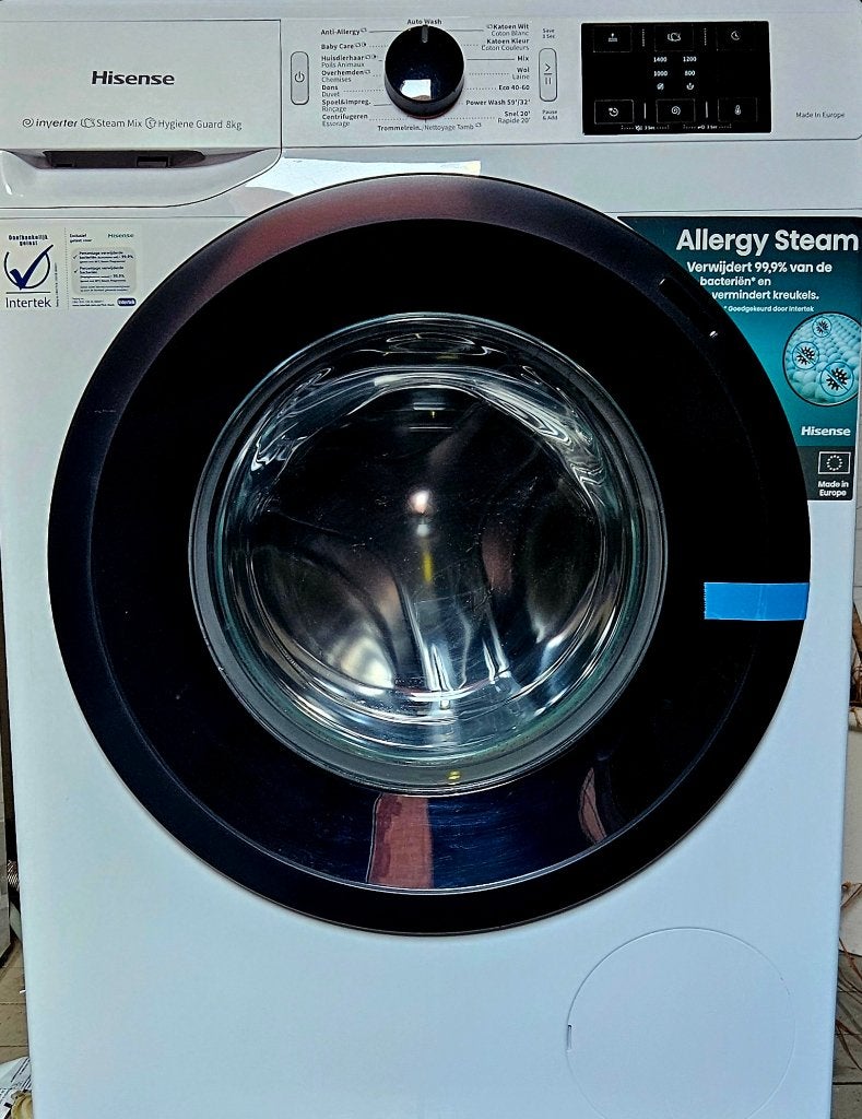 Hisense wasmachine EXTRA FUNCTIE : Huisdieren haar !!, Ophalen, 1200 tot 1600 toeren, 8 tot 10 kg, Zo goed als nieuw