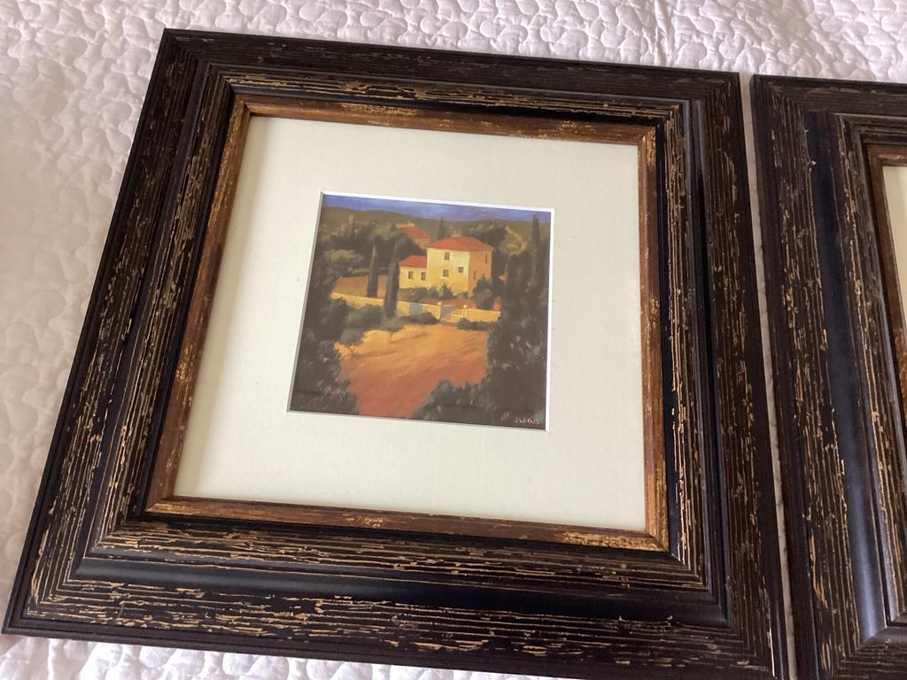 Set van 2 Toscaanse landschap schilderijen, Antiek en Kunst, Kunst | Schilderijen | Klassiek, Ophalen of Verzenden