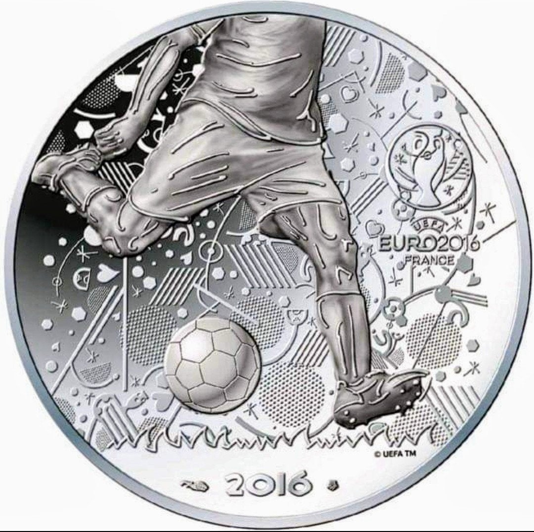 Frankrijk 10 Euro Zilveren Munt UEFA EURO 2016 Voetbal, Ophalen of Verzenden, Frankrijk, Losse munt, Zilver