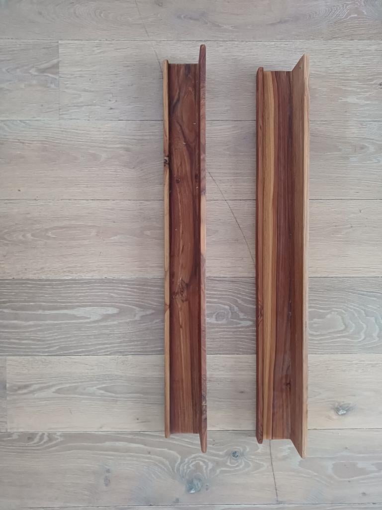 Twee fotoplanken van teakhout, Ophalen of Verzenden