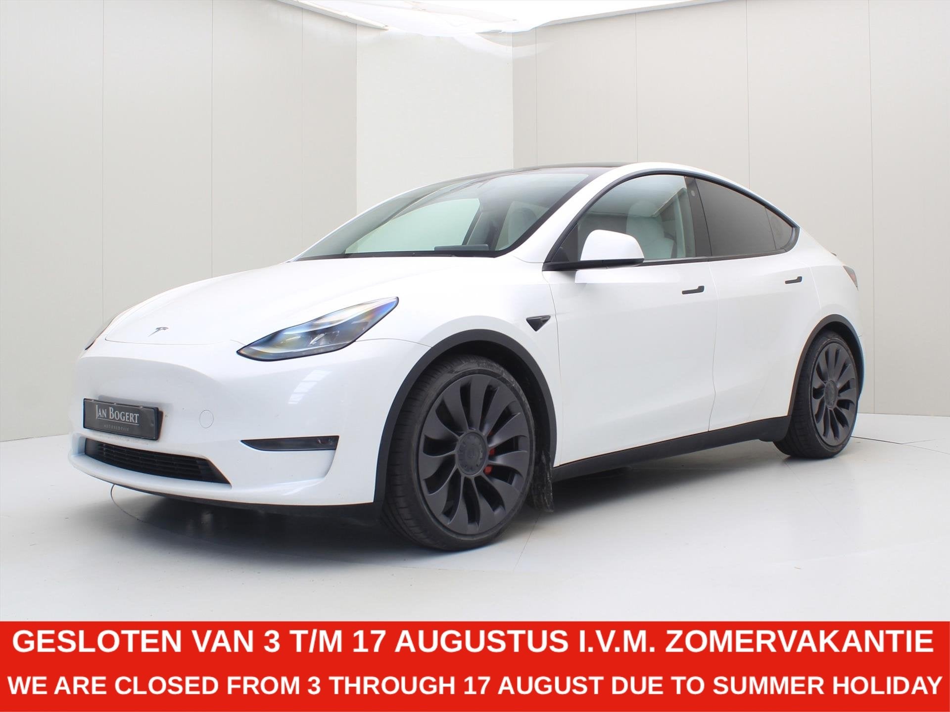 Tesla Model Y Performance 534pk AWD 91.4% SoH [ WIT LEDER+EN, Automaat, Gebruikt, 1972 kg, Wit