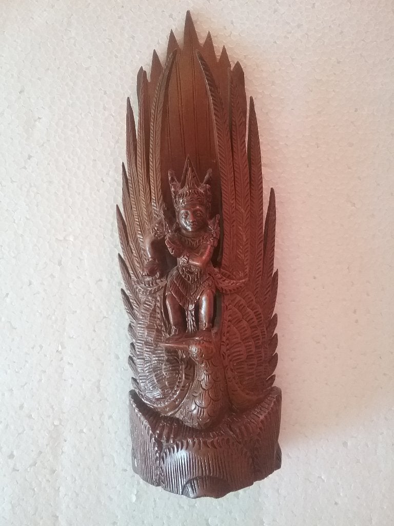 Houtsnijwerk Bali Garuda met Vishnu, 21 cm, Overige onderwerpen, Houtsnijwerk, Ophalen of Verzenden, Hout