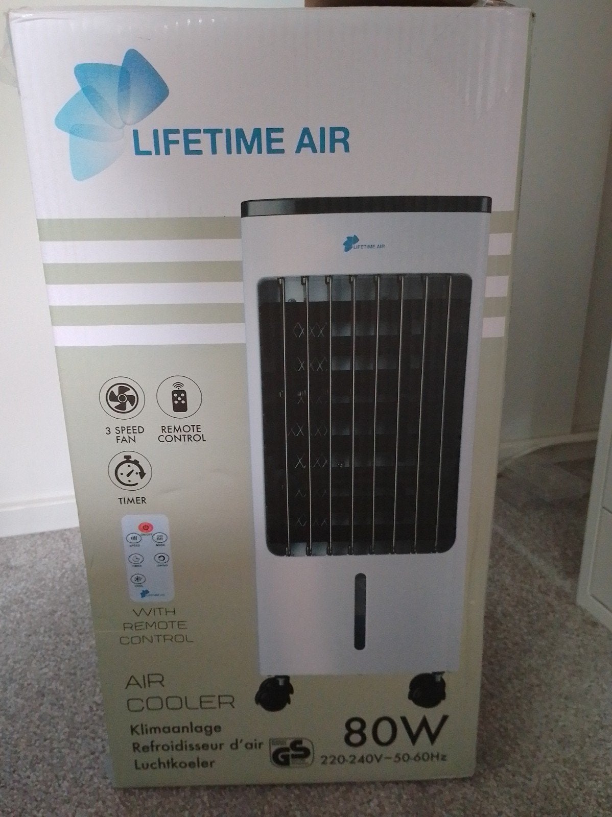 Lifetime Air Cooler Klimaanlage Luchtkoeler 80W, Witgoed en Apparatuur, Ophalen, Minder dan 60 m³, 3 snelheden of meer, Zo goed als nieuw