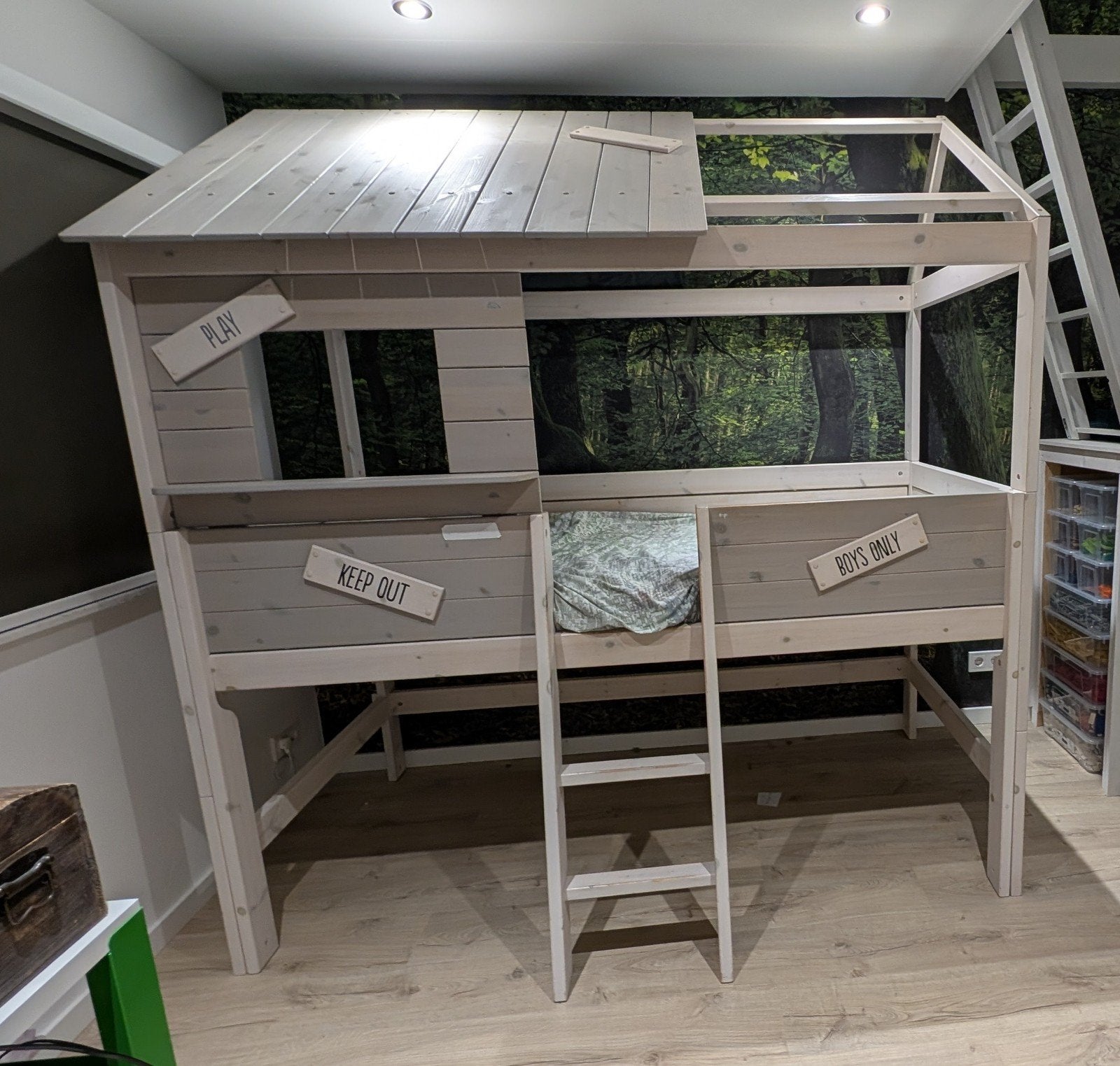 Lifetime Boomhutbed kinderbed - Zo goed als nieuw, Lattenbodem, 85 tot 100 cm, Ophalen of Verzenden, Zo goed als nieuw