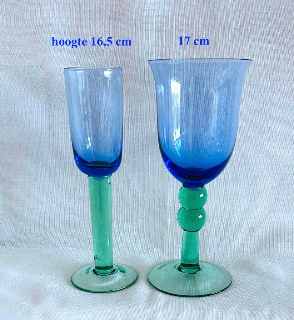 2x Blauw Groen Glas Samen € 25 Glas Kristal, Antiek en Kunst, Antiek | Glas en Kristal, Ophalen