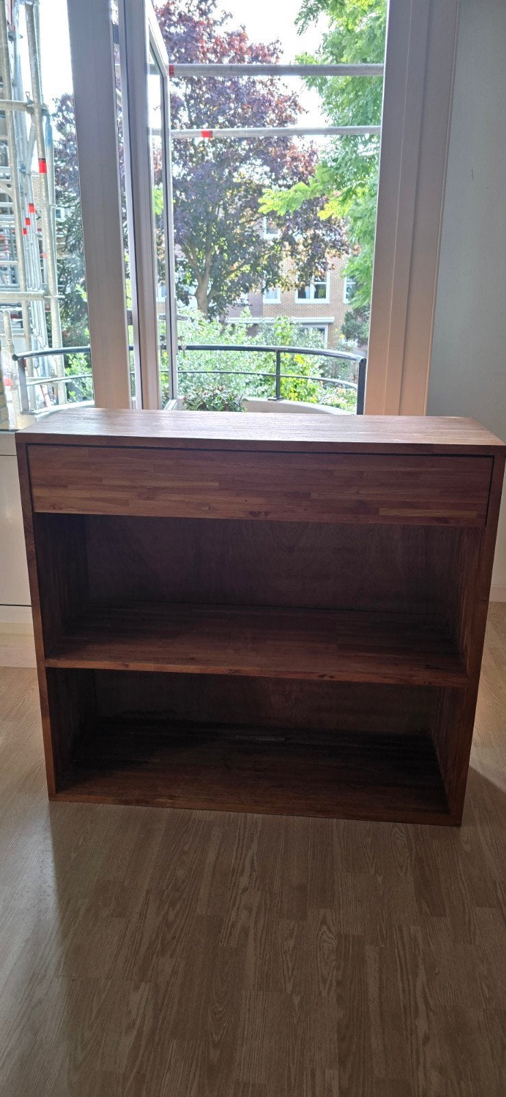 Massief houten kast met lade en planken, Huis en Inrichting, Ophalen, Gebruikt, 100 tot 150 cm, Met lade(s)