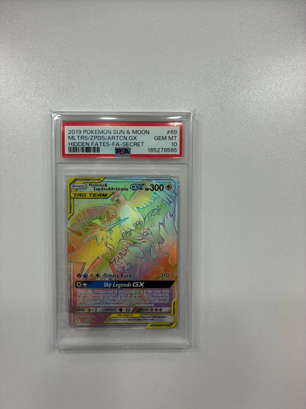 Moltres Zapdos Articuno GX 69/68 PSA 10, Ophalen of Verzenden, Zo goed als nieuw, Losse kaart, Foil