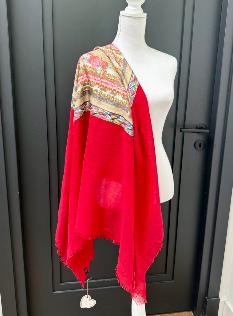 Nieuw! Mucho Gusto zijde en wol mix grote rode sjaal, Kleding | Dames, Ophalen of Verzenden, Nieuw, Sjaal