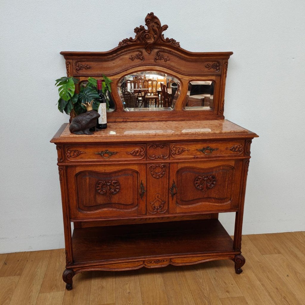 Vintage Antiek dressoir commode buffetkast met marmer blad 7, Ophalen of Verzenden