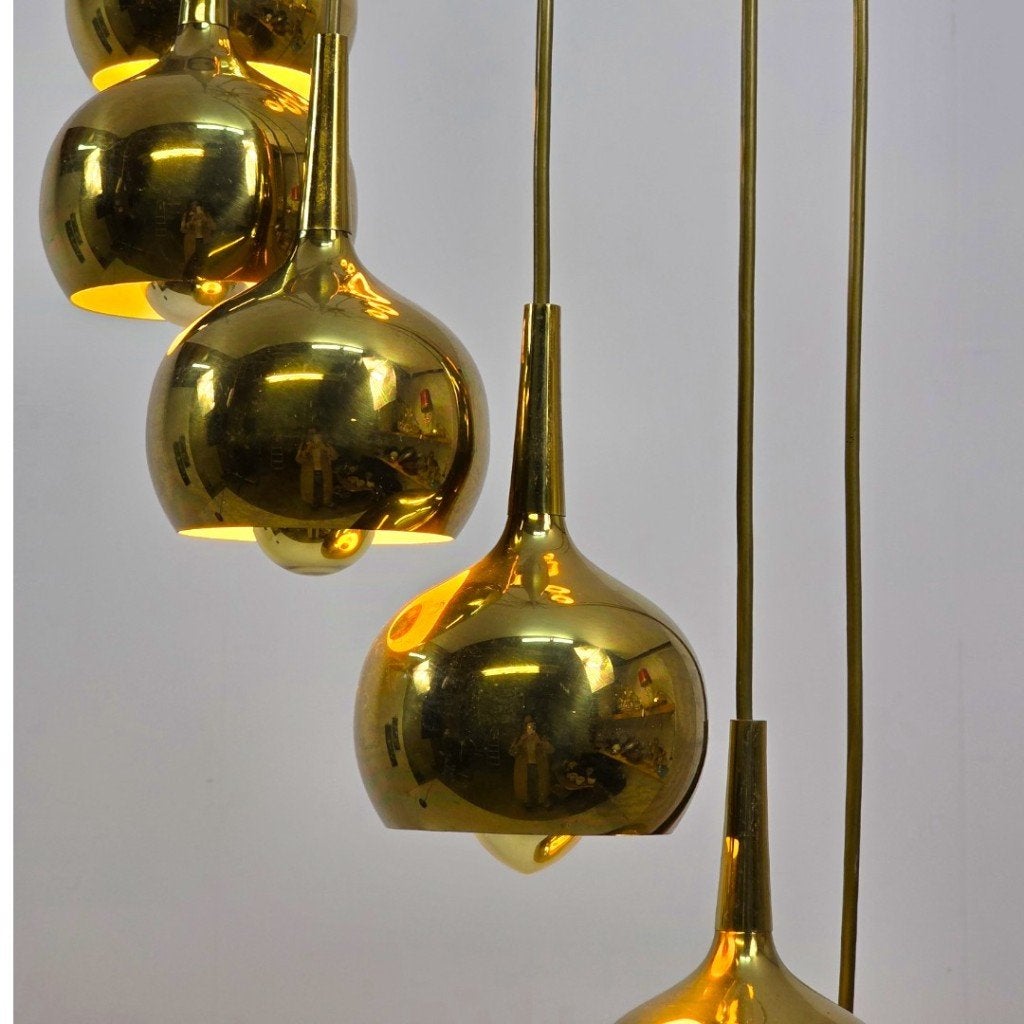 Hans-Agne Jakobsson voor Markary messing Cascade lamp 60's, Huis en Inrichting, Ophalen of Verzenden, Gebruikt, Metaal, E14 (klein)