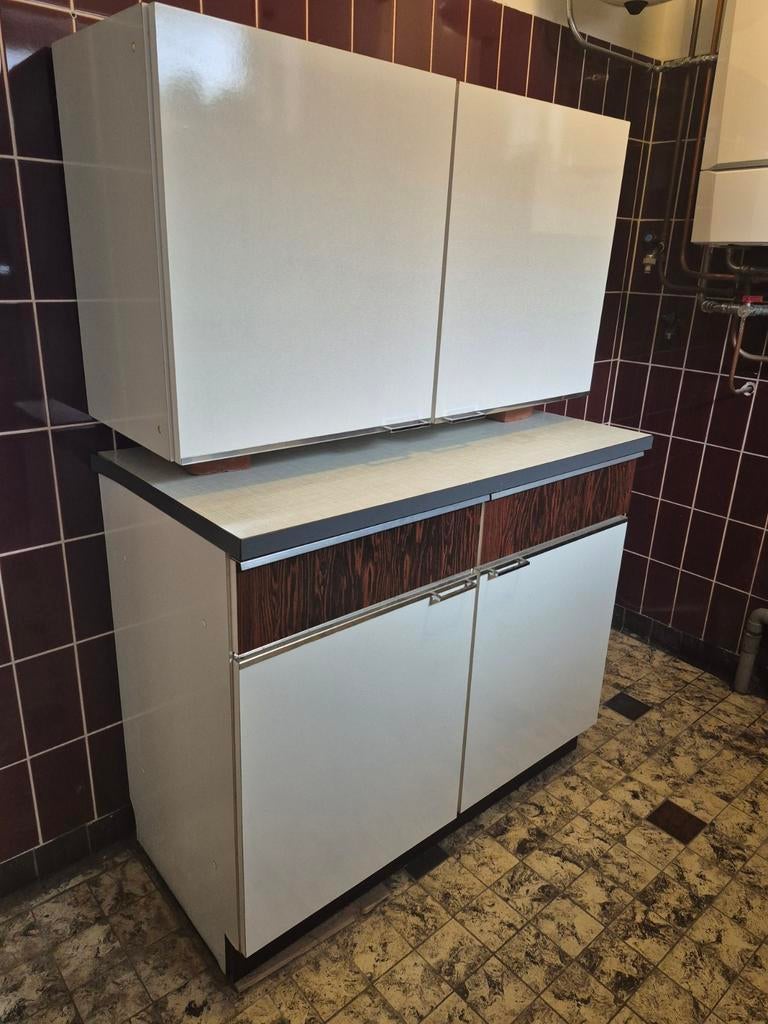 Formica vintage keukenkast met bovenkast, Ophalen, Gebruikt