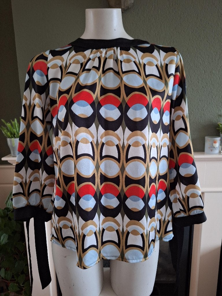 Akoz Paris nette retro top m 38 40, Maat 38/40 (M), Akoz, Zo goed als nieuw, Lange mouw