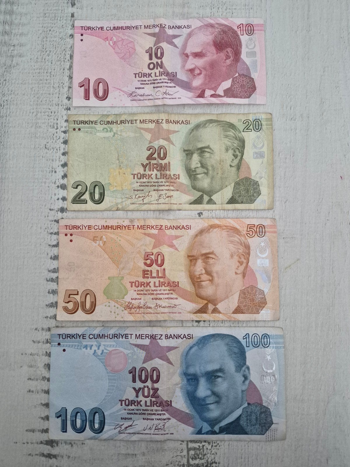 Turkse Lira biljetten set - 10, 20, 50, 100 Lira, Ophalen of Verzenden, Overige landen